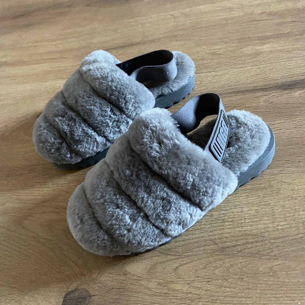 Nwot Ugg Fluff Yeah Fuzzy Gray Platform Slides Sl… - image 4